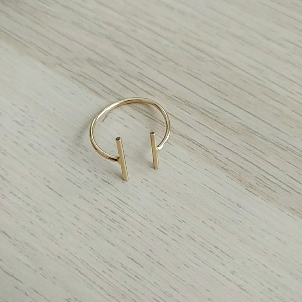 14k Gold Fill Minimalist Parallel Bar Ring